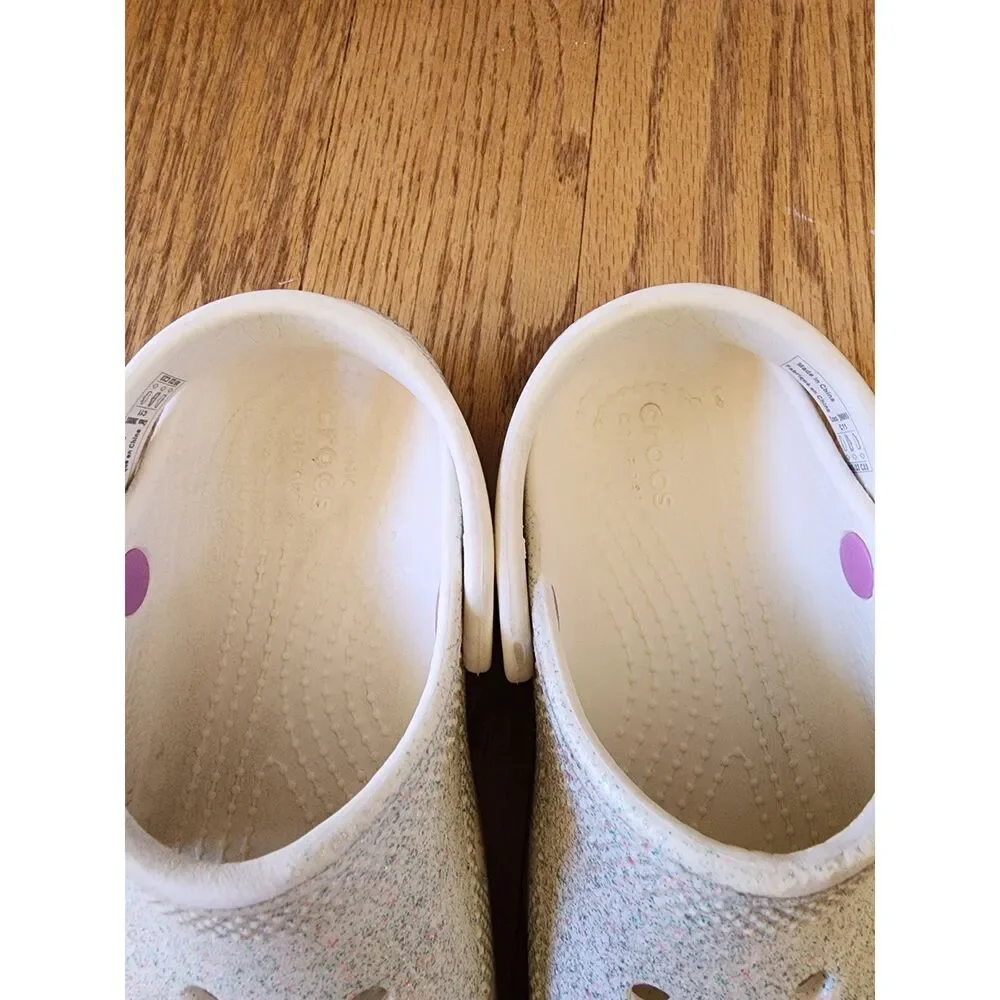Crocs Kids 11 Classic Glitter Clog Oyster FAIR/Play *Please Read*